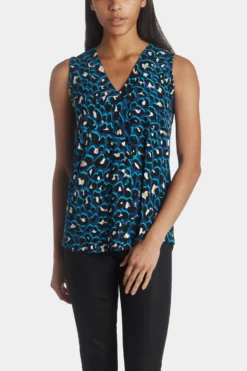 Anne Klein Printed Ity Pleat Front Shell