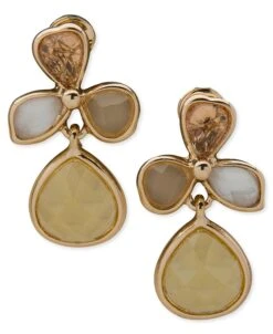 Anne Klein Flower Drop Clip On Earrings