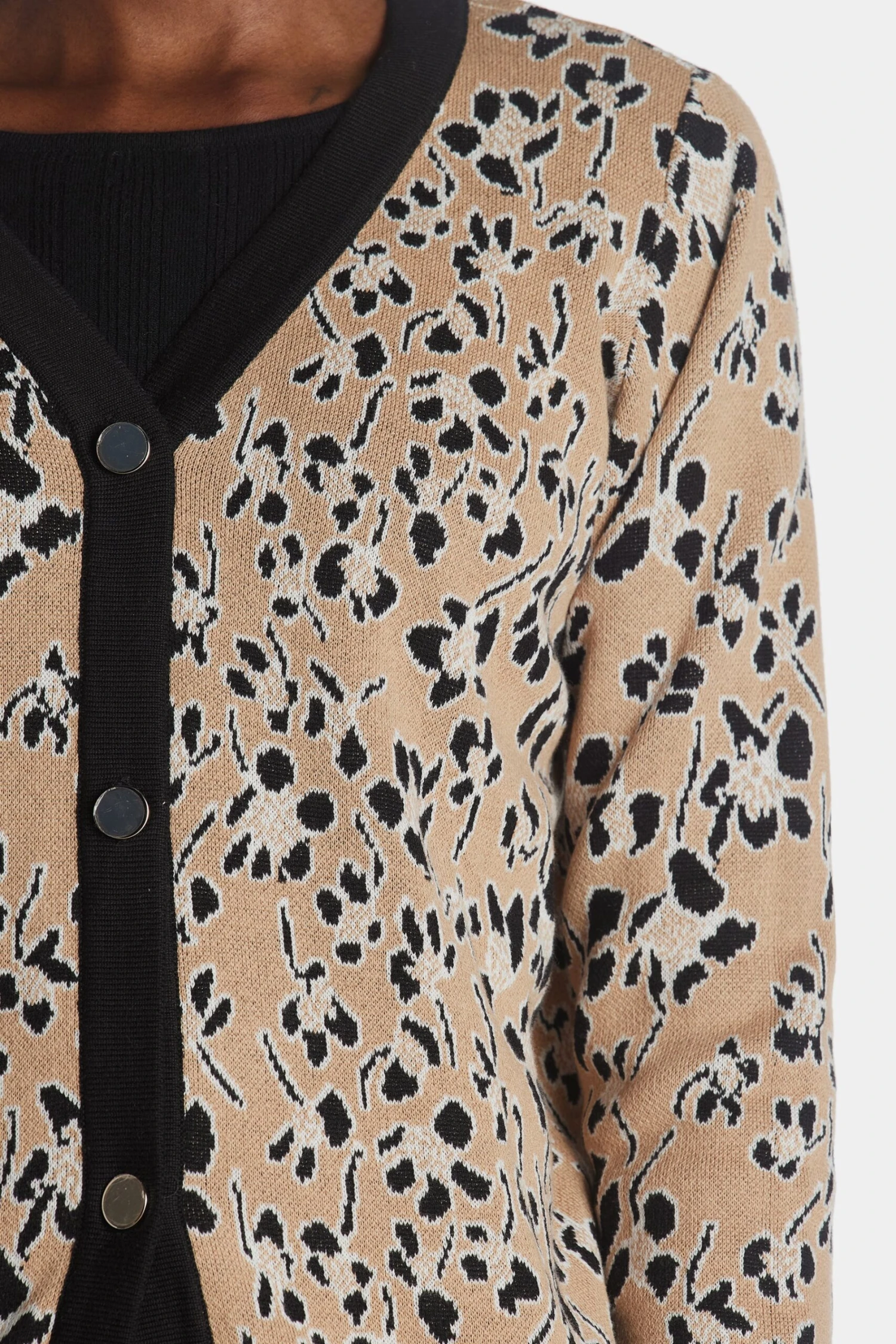 Anne Klein Jaquard Cardigan With Solid Placket - Image 6