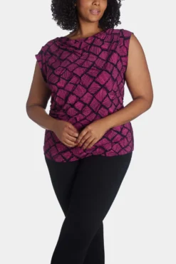 Anne Klein Printed Ity Cap Sleeve Top