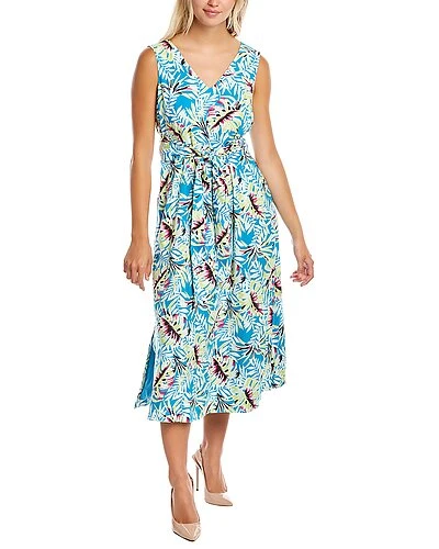 Anne Klein Tropical Linen-Blend Midi Dress Women