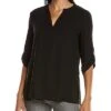 Anne Klein Roll Tab Sleeve Blouse Women