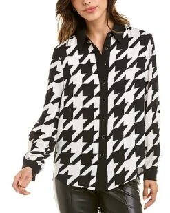 Anne Klein Large Houndstooth Blouse Women