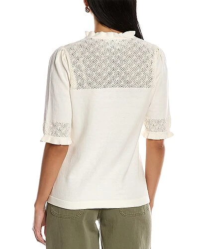 Anne Klein Lace Stitch Yoke Cashmere-Blend Sweater Women - Image 2