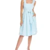 Anne Klein Tie Waist Linen-Blend A-Line Dress Women