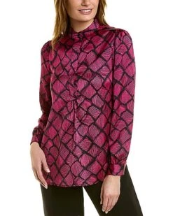 Anne Klein Printed Satin Blouse Women