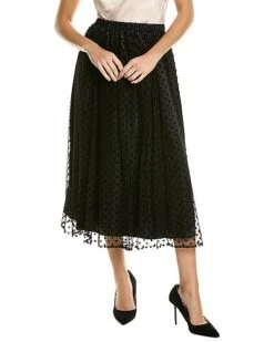 Anne Klein Flocked Mesh Skirt Women