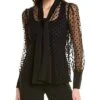 Anne Klein Flocked Mesh Top Women
