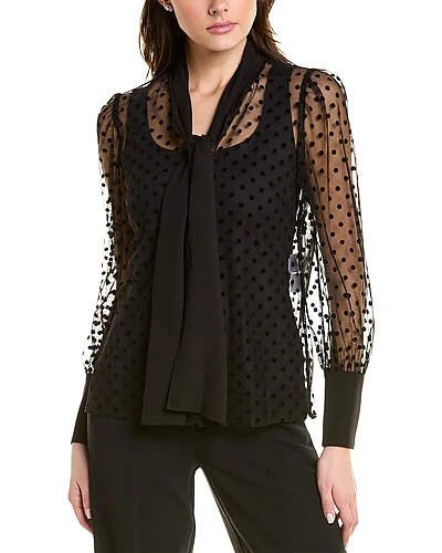 Anne Klein Flocked Mesh Top Women