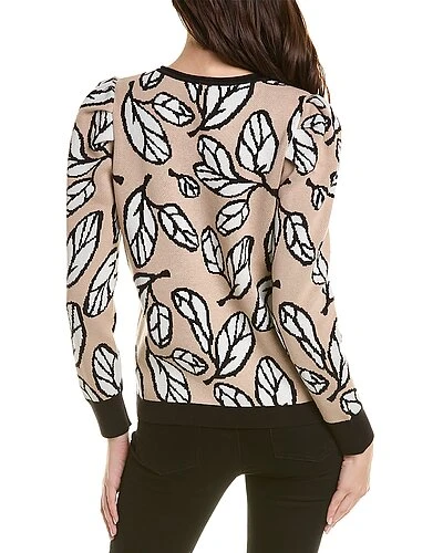 Anne Klein Leaf Puff Sleeve Jacquard Sweater Women - Image 2