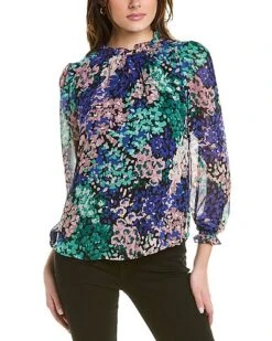 Anne Klein Printed Chiffon Top Women