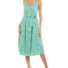 Anne Klein Tie Waist Linen-Blend Midi Dress Women