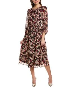 Anne Klein Ruched Neck Midi Dress Women