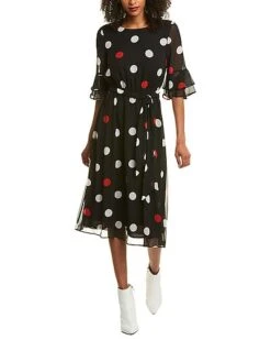 Anne Klein Large Dot Midi Dress Women