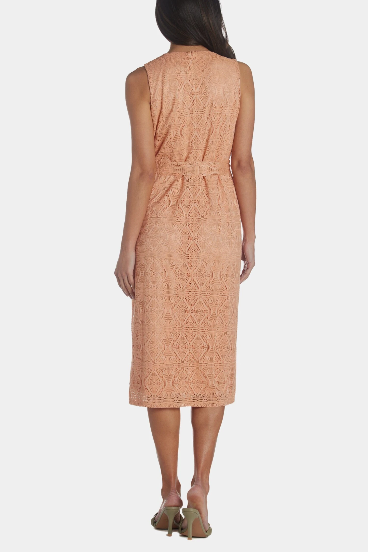 Anne Klein Tie Waist Crochet Midi Dress - Image 2