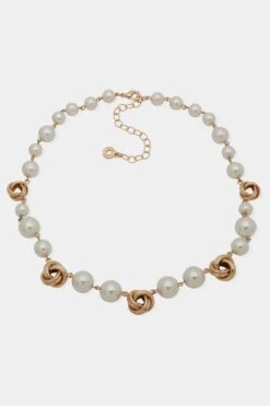 Anne Klein Pearl Collar Necklace With Knots