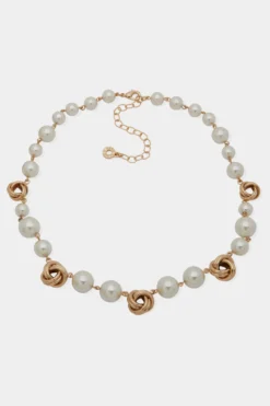 Anne Klein Pearl Collar Necklace With Knots
