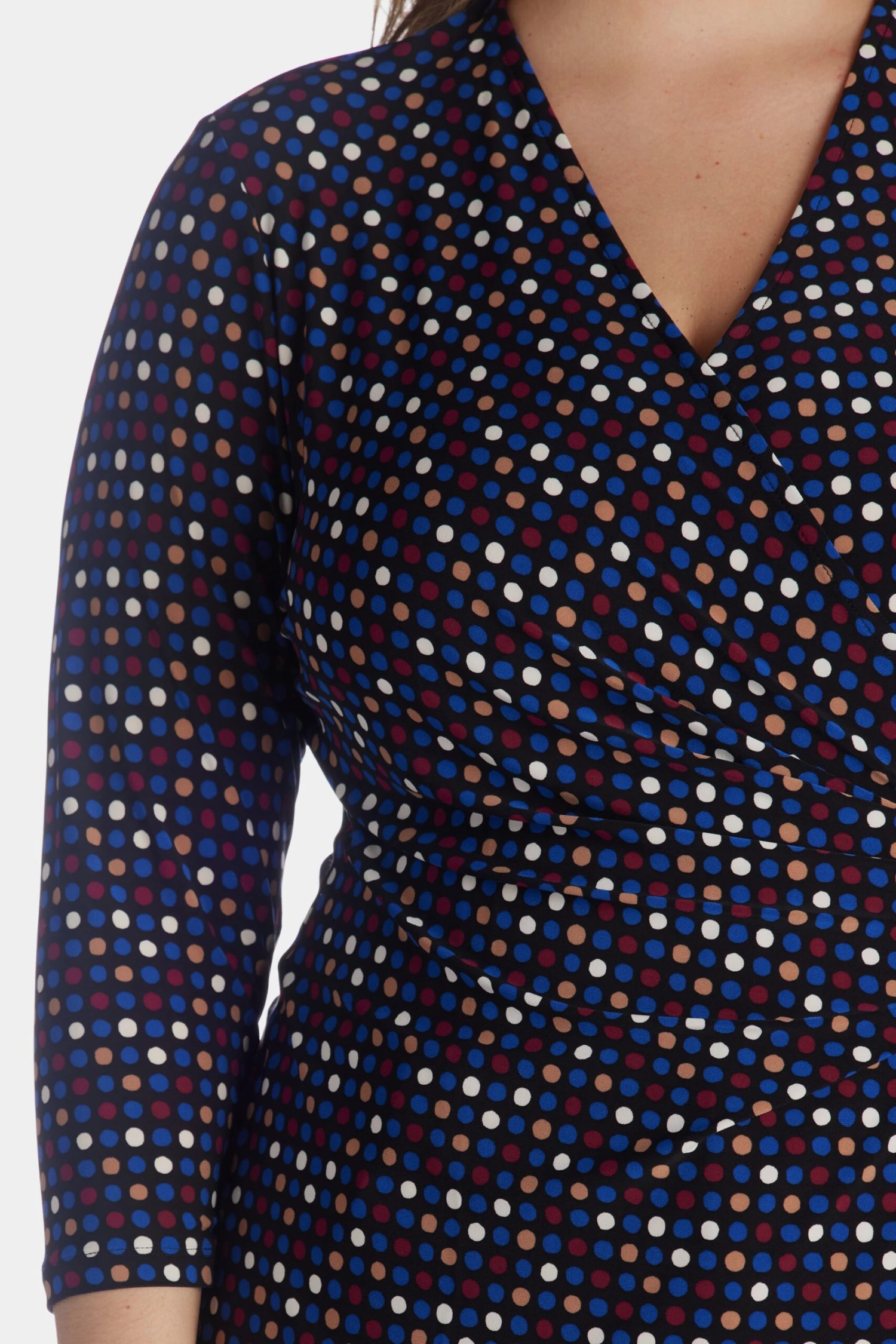 Anne Klein Pearly Dot 3/4 Sleeve Knit Faux Wrap Top - Image 2