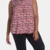 Anne Klein Printed Ity Pleated Front Top