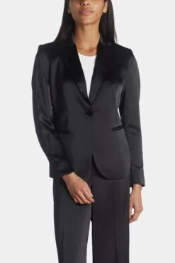 Anne Klein Montreal Satin Long Peak Lapel Jacket