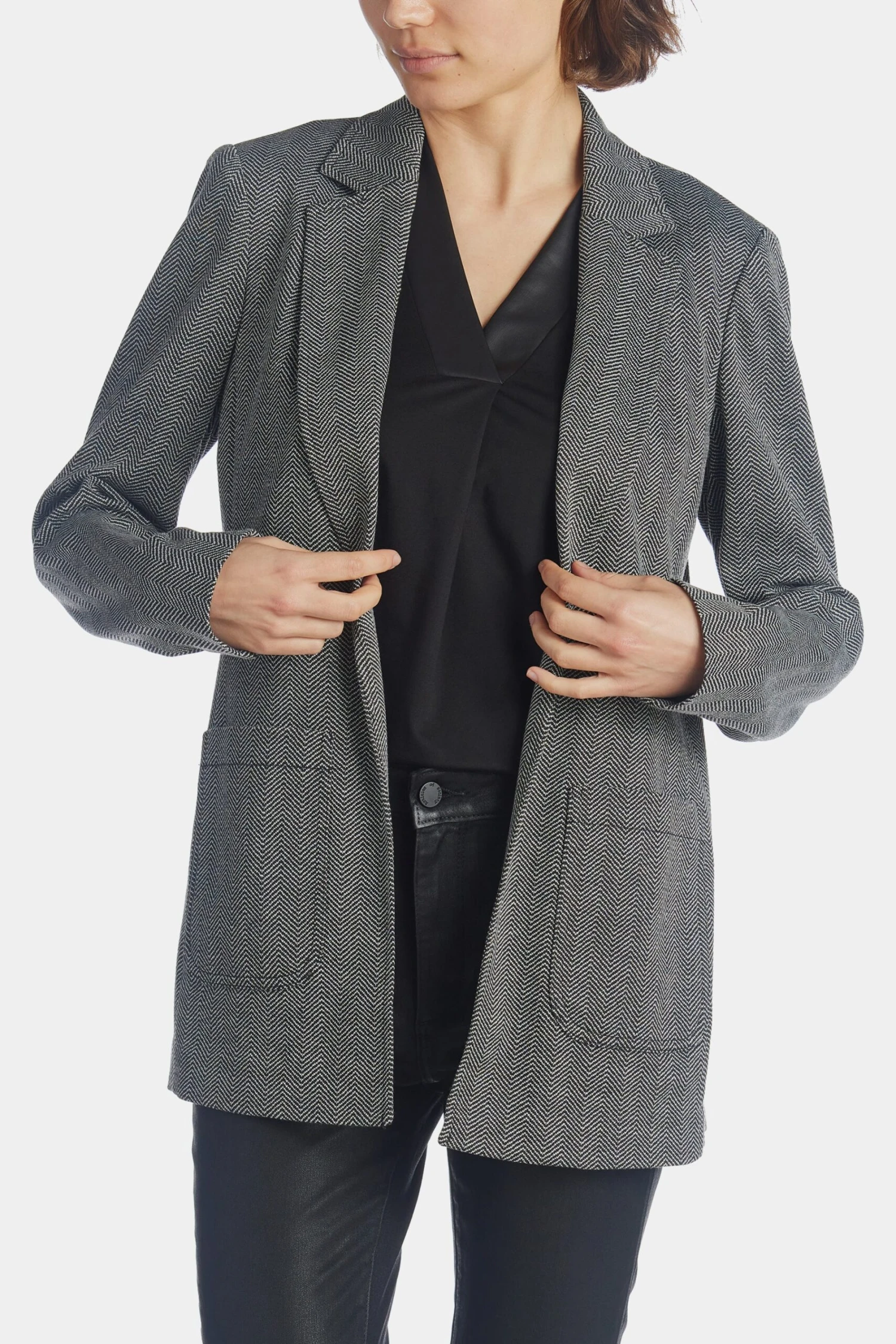 Anne Klein Herringbone Notch Collar Blazer - Image 4