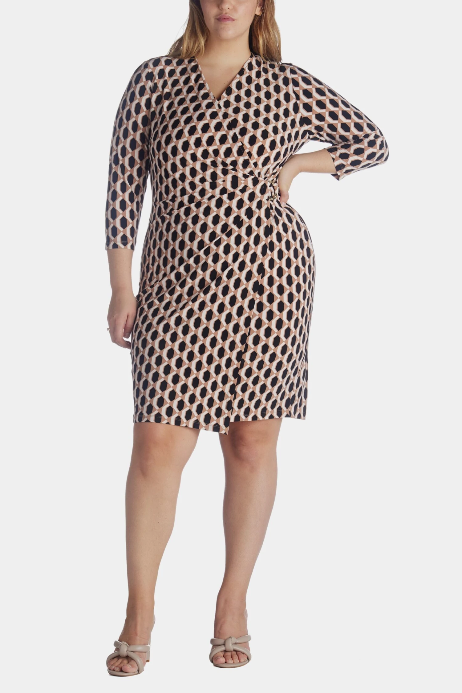 Anne Klein Geometric Faux Wrap Dress - Image 4