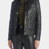 Anne Klein Collarless Vegan Leather Jacket