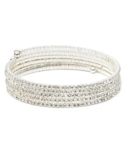 Anne Klein Silver-Tone Crystal Coil Bracelet