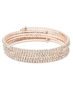 Anne Klein Rose Gold-Tone Crystal Coil Bracelet