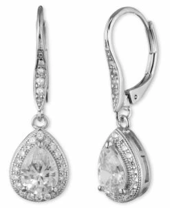 Anne Klein Crystal Silver-Tone Pearl Drop Earrings