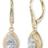 Anne Klein Crystal Gold-Tone Pearl Drop Earrings