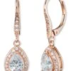 Anne Klein Crystal Rose Gold-Tone Pearl Drop Earrings