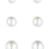 Anne Klein Pearl Trio Stud Earrings