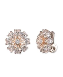 Anne Klein Rose Gold-Tone Crystal Clip Earrings