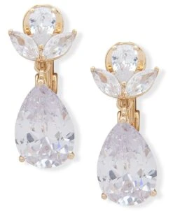 Anne Klein Gold-Tone Crystal Teardrop Earrings