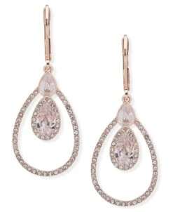 Anne Klein Rose Gold-Tone Crystal Orbitial Earrings