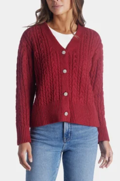 Anne Klein Cable Cardigan Jewel Buttons