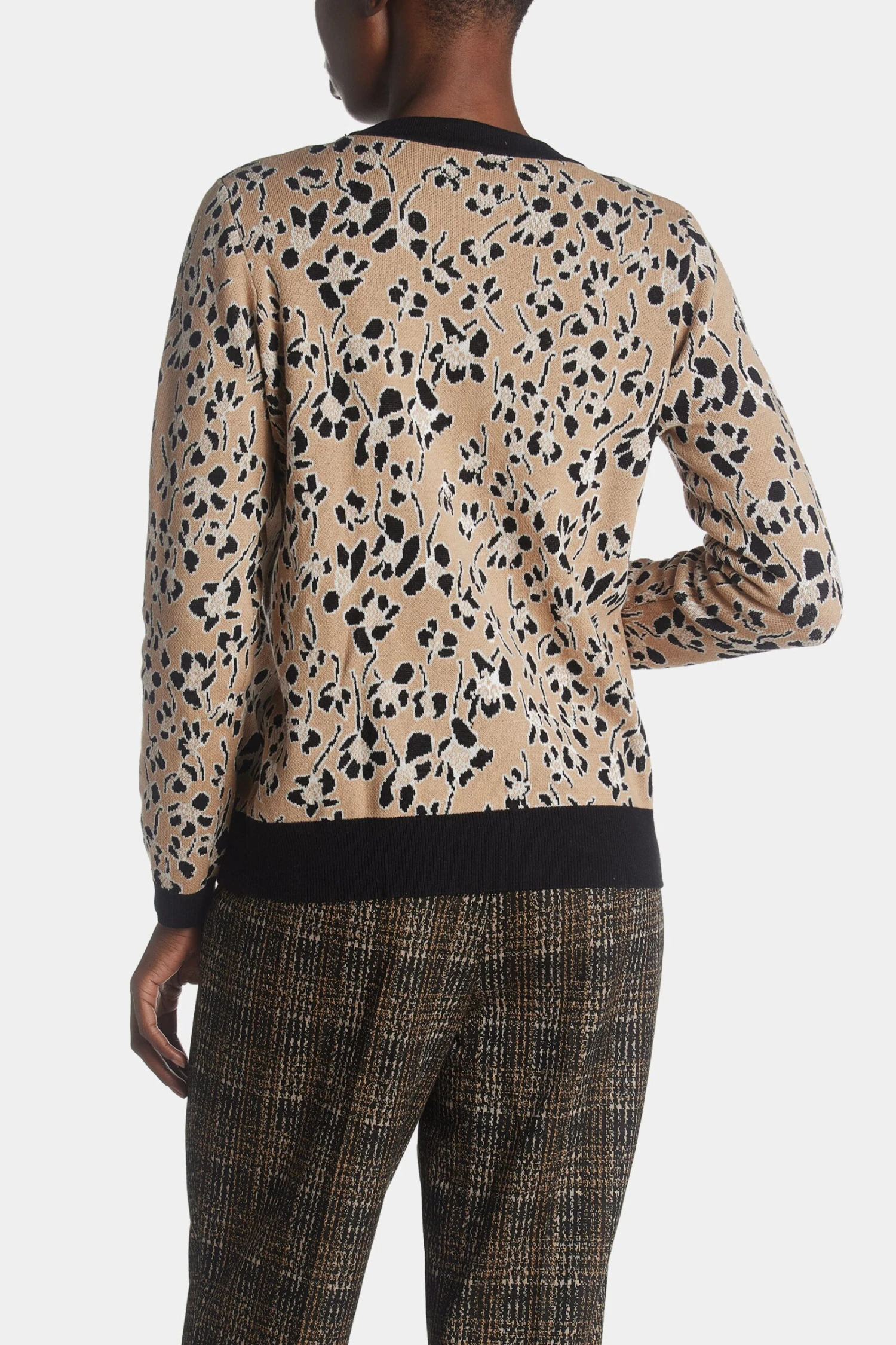 Anne Klein Jaquard Cardigan With Solid Placket - Image 5