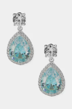 Anne Klein Halo Pear Drop Stud Earrings