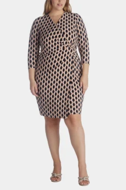 Anne Klein Geometric Faux Wrap Dress