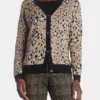 Anne Klein Jaquard Cardigan With Solid Placket