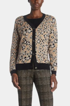 Anne Klein Jaquard Cardigan With Solid Placket