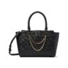 Anne Klein Embossed Logo East/West Satchel With Chain Swag