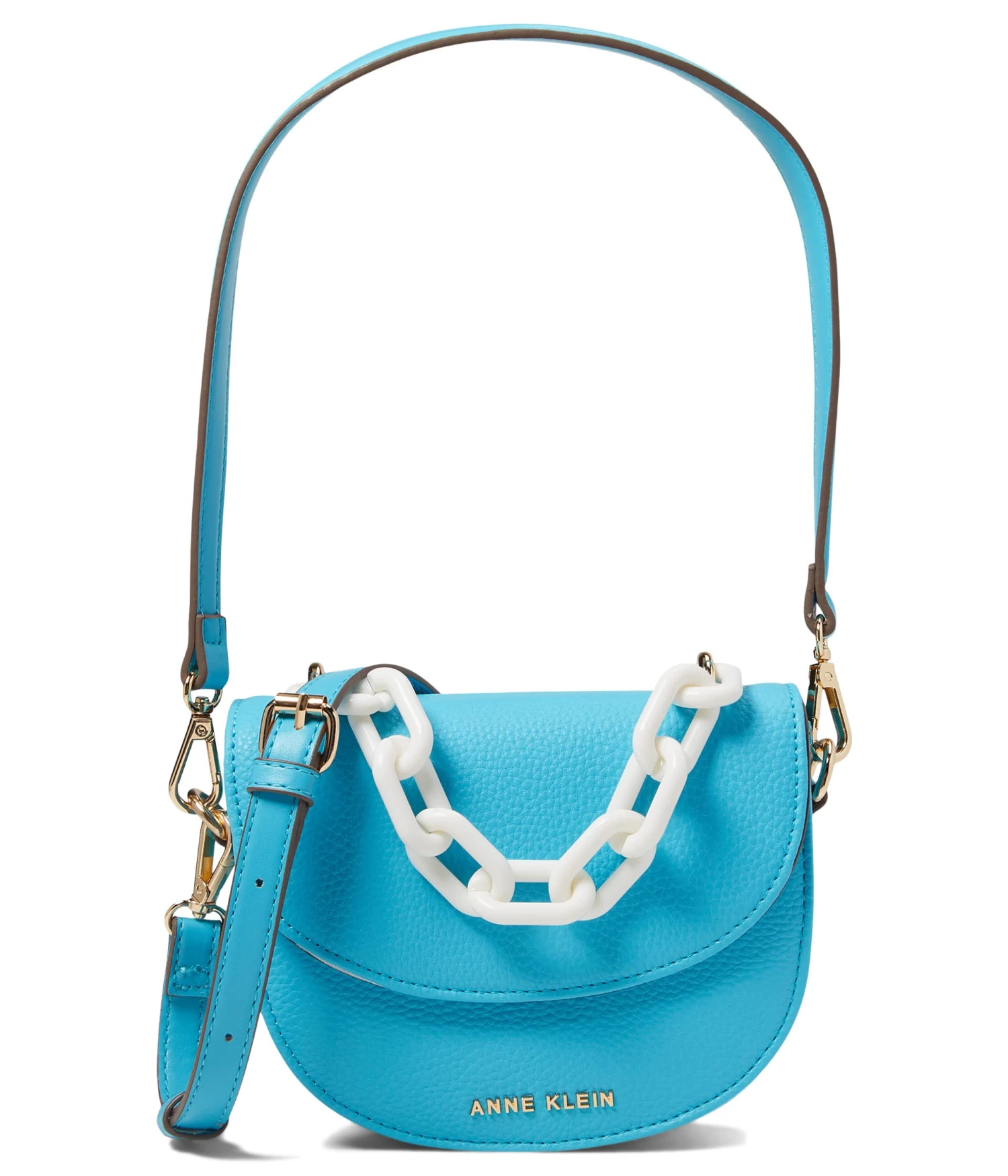 Anne Klein Mini Saddle Crossbody With Resin Chain