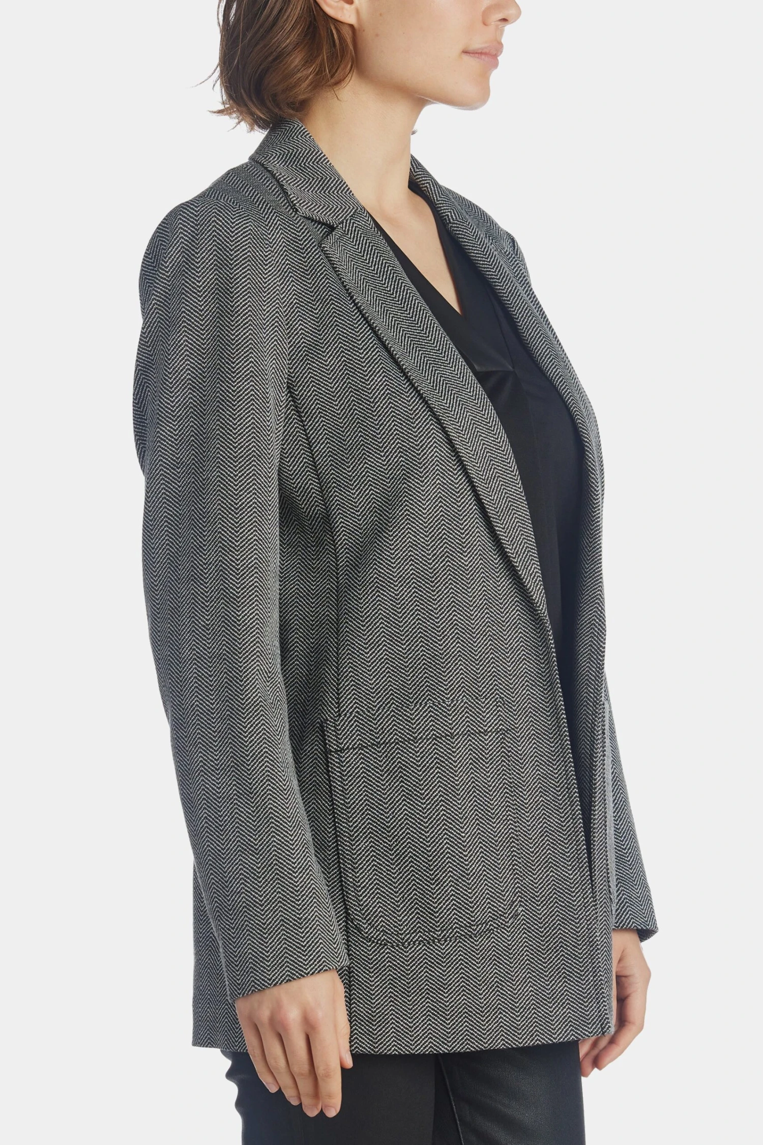 Anne Klein Herringbone Notch Collar Blazer - Image 3