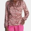 Anne Klein Long Sleeve Faux Wrap Draped Blouse