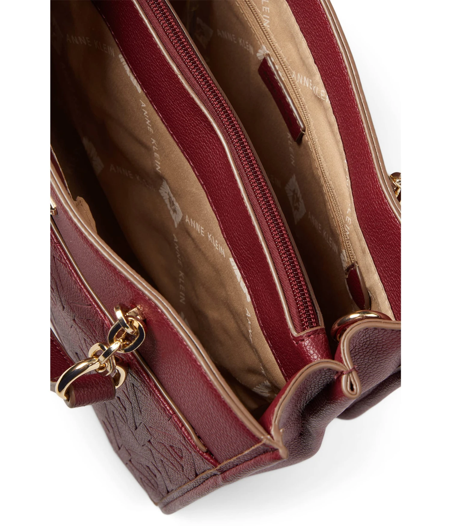 Anne Klein Embossed Logo Satchel With Chain Swag - Image 3