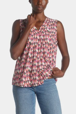 Anne Klein Printed Ity Pleat Front Shell Top
