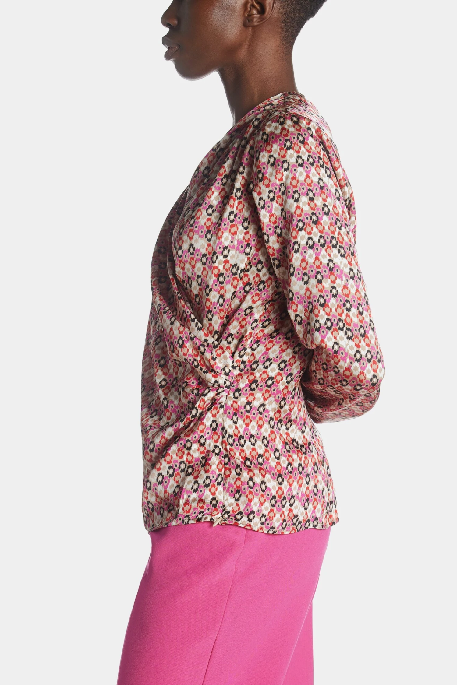 Anne Klein Long Sleeve Faux Wrap Draped Blouse - Image 2