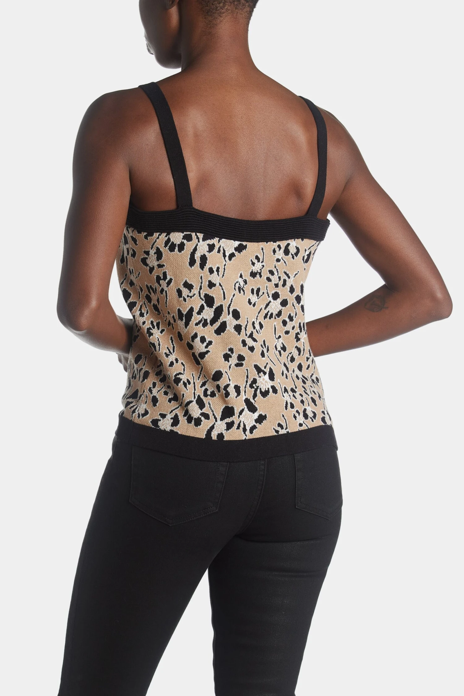 Anne Klein Jaquard Sweater Tank With Ottoman Trims - Image 3